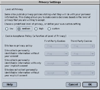 FOTONiveles de privacidad de Netscape